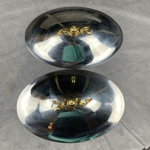 ONEIDA Stainless Steel Golden Damask Gold Rose Casserole Dish LID ONLY 2QT 14x10